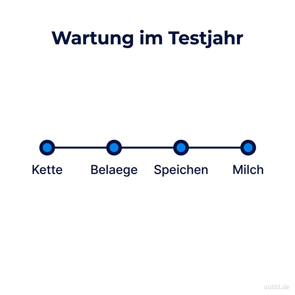 Infografik: Wartungsintervalle im Testjahr von Kette bis Dichtmilch