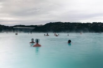 obermain therme - People enjoying relaxation and recreation in Iceland's soothing Blue Lagoon geothe